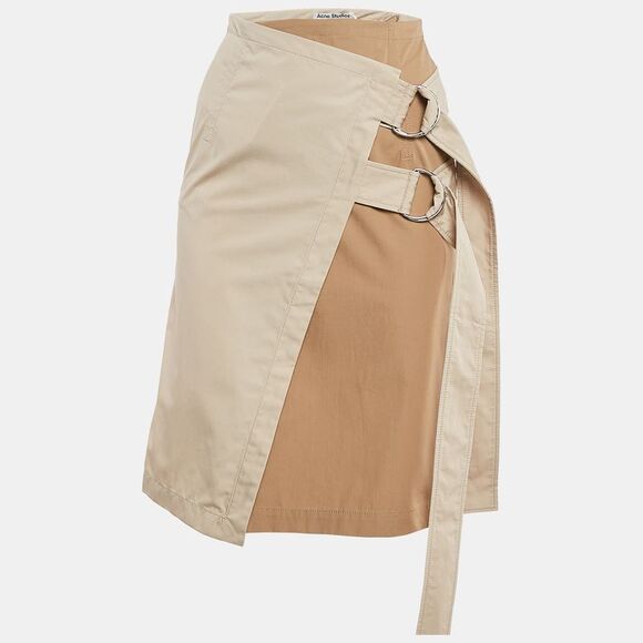 Acne Studios Beige Cotton Asymmetric Wrap Skirt Xs